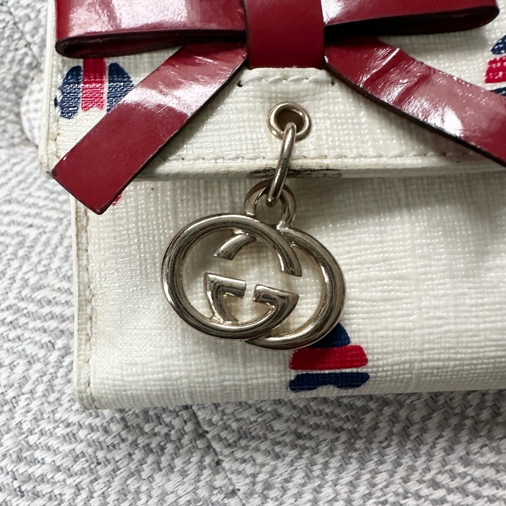 Gucci Interlocking GG Logo Leather Hearts Canvas Long Wallet w/ Box – Limited Ed - Picture 8 of 16